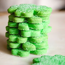 Load image into Gallery viewer, green shamrock St Patrick day sugar cookies 

